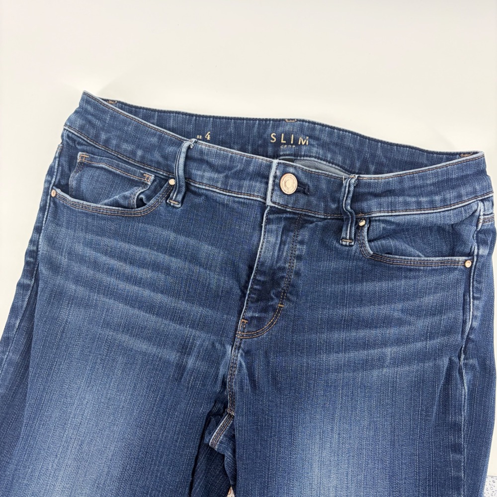 White House Black Market Slim Crop Jeans Dark Wash Mid Rise Blue Size 4